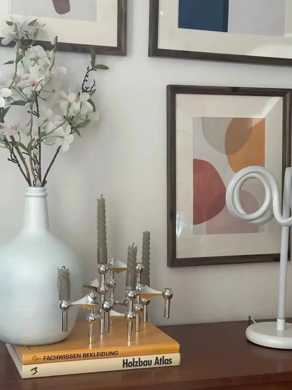 Molecular Structure Silver Candlestick – Elegant Modern Candle Holder for Decoration