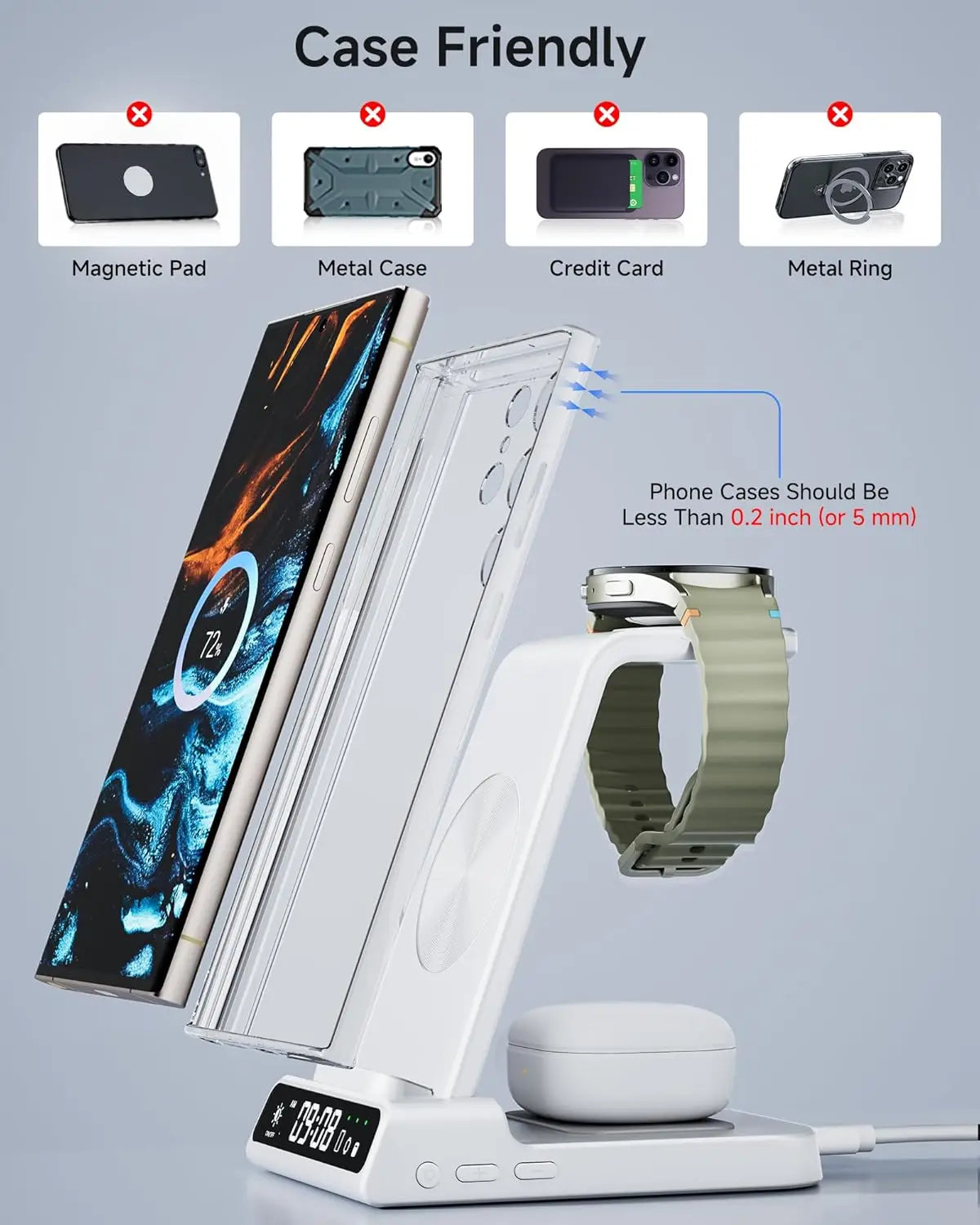 SwanScout ChargeMate™ C01 – 3-in-1 Wireless Charging Dock for Samsung Galaxy Phones, Watch 7