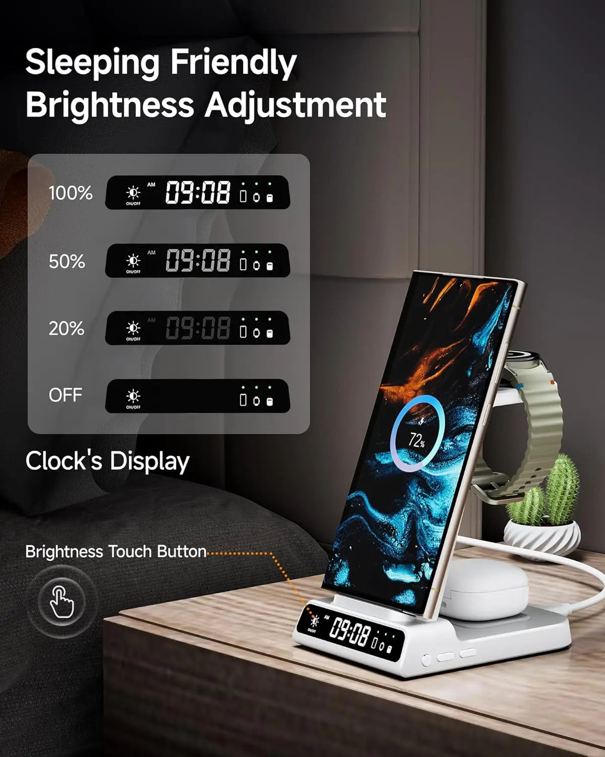 SwanScout ChargeMate™ C01 – 3-in-1 Wireless Charging Dock for Samsung Galaxy Phones, Watch 7