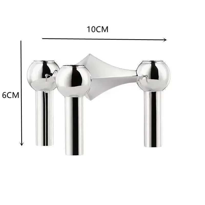 Molecular Structure Silver Candlestick – Elegant Modern Candle Holder for Decoration