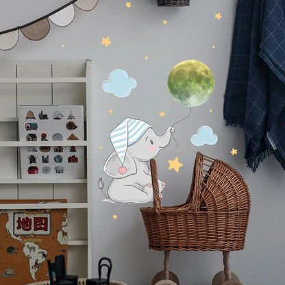Glow-in-the-Dark Elephant Wall Stickers – Nursery & Kids' Room Luminous Decoration Set