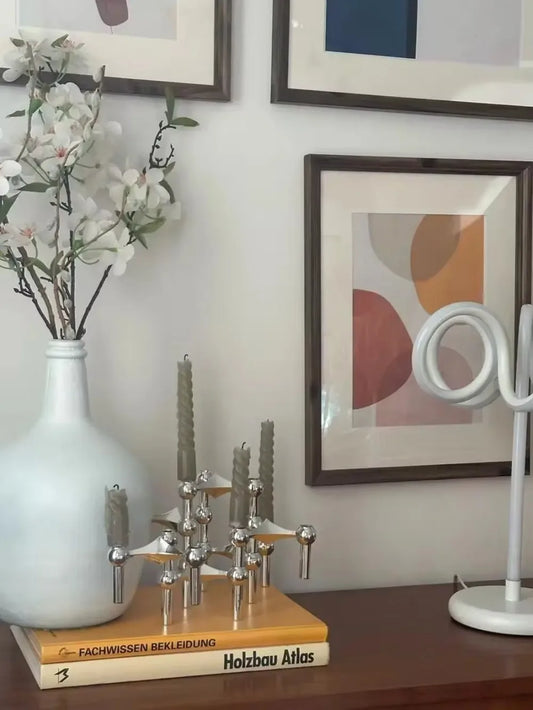 Molecular Structure Silver Candlestick – Elegant Modern Candle Holder for Decoration