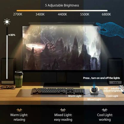LumoBar™ RGB Monitor Light – 44cm Screen Hanging LED Lamp for Study, Gaming & Atmosphere Lighting