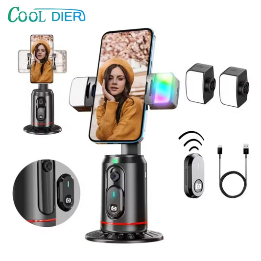 COOL DIER 2025 SmartFollow™ 360° Rotation Gimbal – Face Tracking Tripod & Selfie Stick for TikTok & Live Streaming