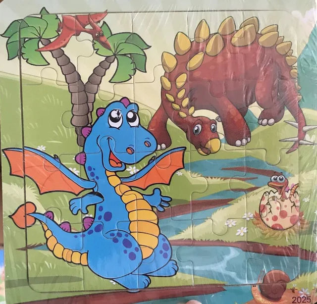 Montessori 3D Wooden Puzzle – 20 Cartoon Animal & Vehicle Pieces for Kids (Ages 1-3)