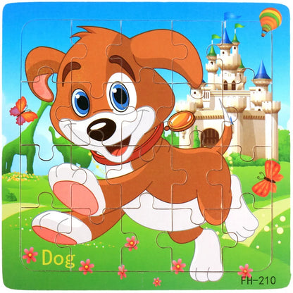 Montessori 3D Wooden Puzzle – 20 Cartoon Animal & Vehicle Pieces for Kids (Ages 1-3)