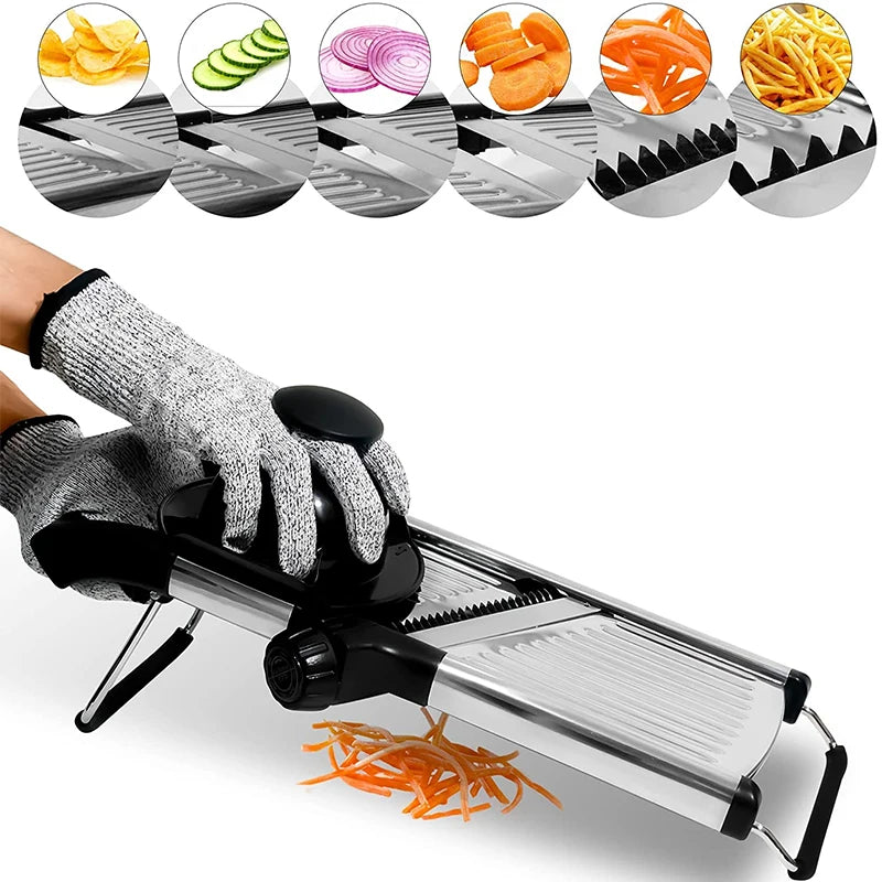Stainless Steel Adjustable Mandoline Vegetable Slicer & Cutter