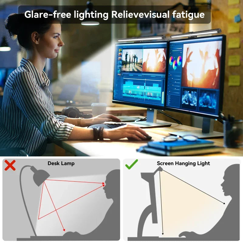 LumoBar™ RGB Monitor Light – 44cm Screen Hanging LED Lamp for Study, Gaming & Atmosphere Lighting