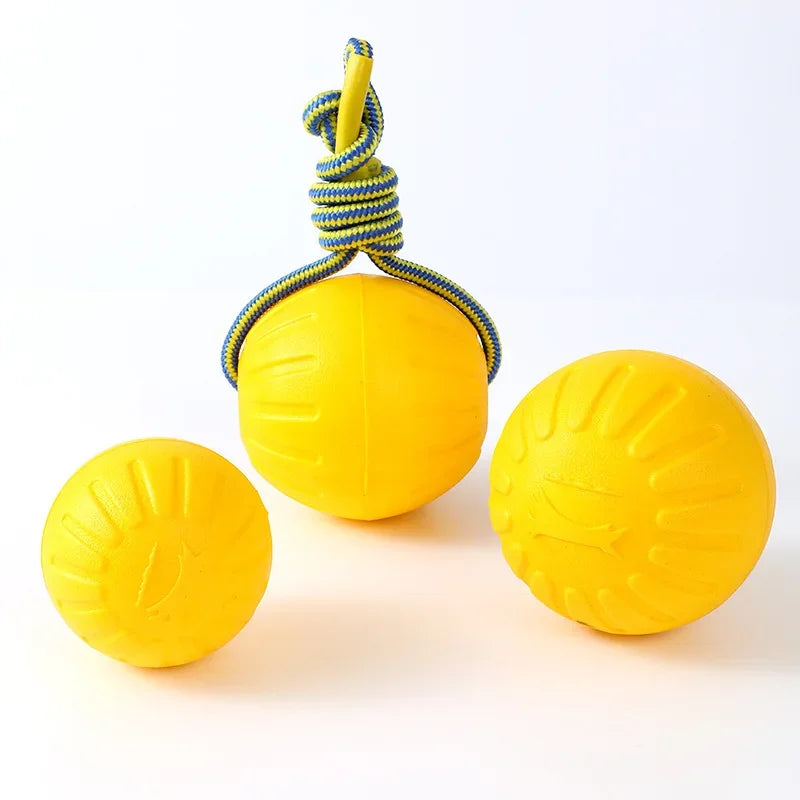 EVA Foam Dog Toy – Floating Ball & Rope Pull Ring for Teething & Training