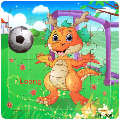 Montessori 3D Wooden Puzzle – 20 Cartoon Animal & Vehicle Pieces for Kids (Ages 1-3)