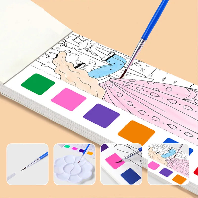 HappyBrush™ Children's Painting & Colouring Book – Watercolour Graffiti Art Toy for Creative Gifts