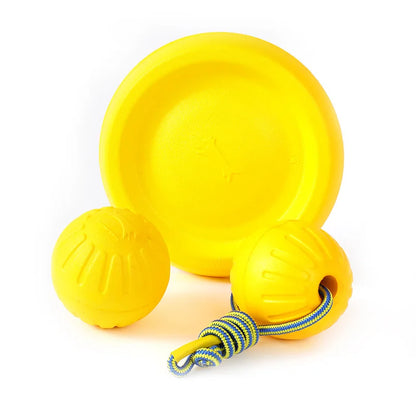 EVA Foam Dog Toy – Floating Ball & Rope Pull Ring for Teething & Training