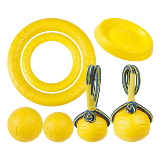 EVA Foam Dog Toy – Floating Ball & Rope Pull Ring for Teething & Training
