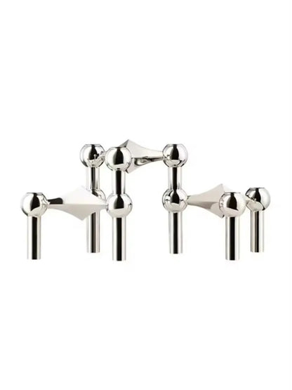 Molecular Structure Silver Candlestick – Elegant Modern Candle Holder for Decoration